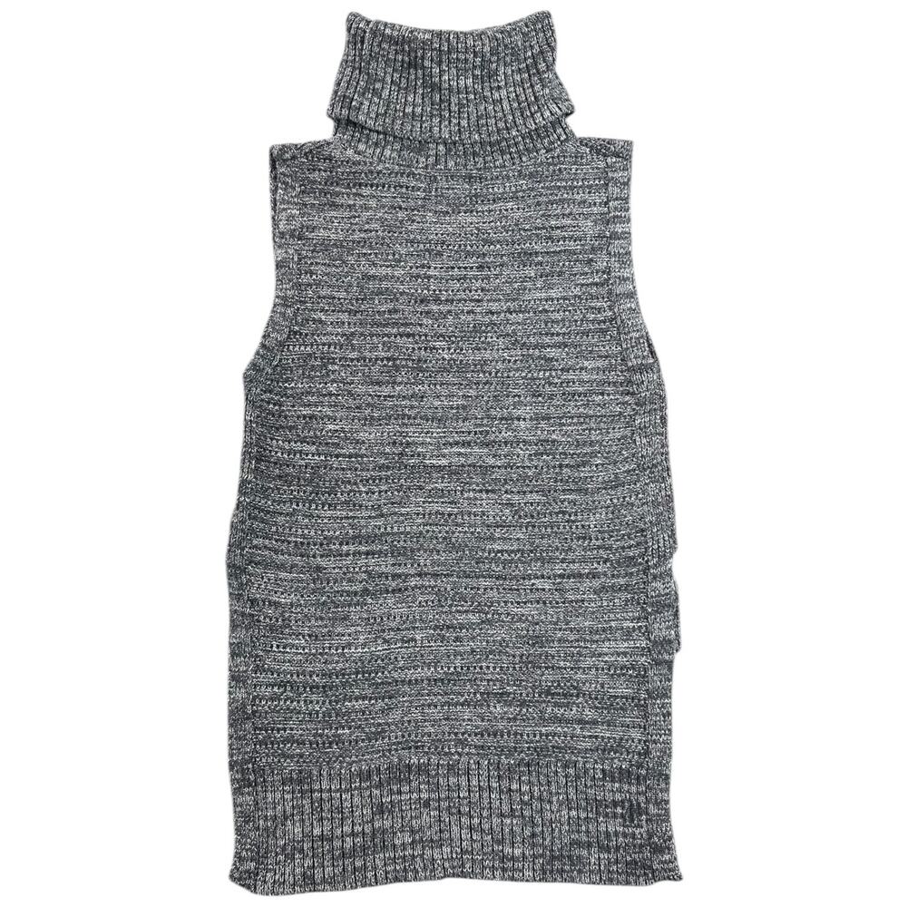 Banana Republic Gray Marled Sleeveless Turtleneck Hi-Low Sweater Tunic XS Petite